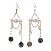 Paua Shell & Shell Pearl Dangle Earrings EJEW-JE07413-4