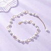 Round Shell Pearl with Brass Link Chain Necklaces for Women NJEW-JN05631-1