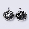 Natural Dyed Black Agate Pendants G-P350-D05-1