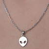 Non-Tarnish 201 Stainless Steel Alien Pendant Necklace NJEW-OY001-36-1