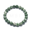 Natural Green Spot Jasper Bead Stretch Bracelets X-BJEW-K212-A-017-2