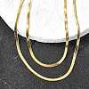 304 Stainless Steel Flat Snake Chain Double Chain Necklaces NJEW-Q039-01G-2
