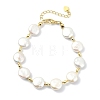 Natural Keshi Pearl Flat Round Beaded Bracelets for Women BJEW-JB13621-2