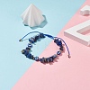 Natural Lapis Lazuli Chips & Resin Evil Eye Braided Bead Bracelet BJEW-JB08495-03-2