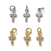 Brass Micro Pave Cubic Zirconia Tiny Cross Charms ZIRC-H119-04-1