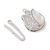 Brass Micro Pave Clear Cubic Zirconia Shell Box Clasps KK-S388-26P-2