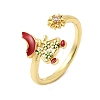 Brass Micro Pave Cubic Zirconia Cuff Rings for Women RJEW-L336-01G-02-4