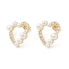 Brass Heart Stud Earrings with Cubic Zirconia EJEW-D065-03G-1