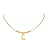 Electroplate Glass Faceted Rondelle Beaded Alloy Pendant 304 Stainless Steel Curb Chain Necklaces for Women NJEW-JN05764-02-2