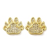 Rack Plating Brass Micro Pave Clear Cubic Zirconia Connector Charms KK-O017-05G-1