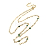 Brass Pave Cubic Zirconia Heart Pendant Y Tassel Necklaces for Women NJEW-A071-01G-05-4