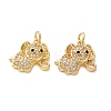 Brass Micro Pave Black Cubic Zirconia Pendants CU-E003-18G-26-1