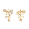 Brass Pave Clear Cubic Zirconia Stud Earring Findings KK-N216-537-2