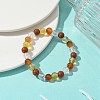 Synthetic Citrine & Natural Carnelian & Red Jasper & Natural Quartz Crystal Round Beaded Stretch Bracelets BJEW-JB10910-01-2