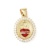 Brass Clear Cubic Zirconia Enamel Pendants KK-E799-03G-1