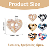 6Pcs 6 Colors Cellulose Acetate Buttons BUTT-HS0001-06-2
