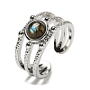 Natural Gemstone Adjustable Rings RJEW-K269-10P-07-2