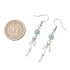 Round Natural Mixed Stone & Natural Pearl Bead Tassel Dangle Earrings EJEW-JE06936-5