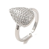 Teardrop Brass Micro Pave Clear Cubic Zirconia Cuff Rings for Women RJEW-G311-03A-P-1