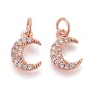 Brass Micro Pave Clear Cubic Zirconia Charms ZIRC-Z005-01B-1