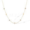 Religion 304 Stainless Steel Pave Clear Cubic Zirconia Cross Link Chain Necklaces for Women WGE3C6C-01-2