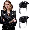 2Pcs Felt & CCB Plastic & Alloy & Iron Curb Chain Tassel Rivet Epaulettes AJEW-WR0003-79-1