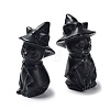 Natural Obsidian Witch Cat Sculpture DJEW-PW0013-03B-1