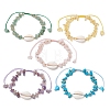 Adjustable Natural & Synthetic Gemstone Chips & Cowrie Shell Beads Braided Bead Bracelets for Women BJEW-MZ00336-2