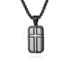 304 Stainless Steel Dog Tag Cross Pendant Necklaces for Men WG6920A-02-3