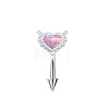 304 Stainless Steel & Resin Opal Heart Eyebrow Rings with Spike End WGE249E-01-1