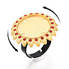 Adjustable Alloy & Iron & Rhinestone Bezel Cup Ring Base with Rotatable Tray MAK-T012-15G-4