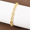 Oval Brass Micro Pave Clear Cubic Zirconia Link Chain Bracelets for Women BJEW-T025-03A-G-1