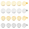 Unicraftale 40Pcs 4 Styles 201 Stainless Steel Flat Round Stud Earring Findings STAS-UN0052-96-1