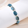 Natural Apatite & Non-magnetic Synthetic Hematite Oval Beaded Stretch Bracelets for Women Men BJEW-JB13934-02-4