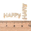 Brass Micro Pave Clear Cubic Zirconia Word HAPPY Links Connector Charms KK-K002-32B-G-2