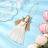 Handmade Macrame Cotton Cord Angel Pendant Decorations HJEW-JM02669-01-2