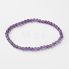 Natural Amethyst Round Bead Stretch Bracelets BJEW-L594-B08-1