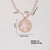 Fashion Brass Rhinestones Flat Round Pendant Necklace for Women AB9344-8-1