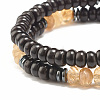 2Pcs 2 Style Coconut & Natural Larvikite & Watermelon Stone Glass Stretch Bracelets Set BJEW-JB07832-6