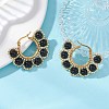 Shell Pearl & Synthetic Green Turquoise & Natural Black Onyx Flower Hoop Earrings EJEW-MZ00662-03-1