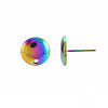 Rainbow Color 304 Stainless Steel Stud Earring Findings STAS-N098-017-4