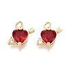 Valentine's Day Brass Micro Pave Cubic Zirconia Charms KK-Q072-05G-1