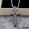 Vintage 304 Stainless Steel Double-Sided Viking Flower Cross Pendant Necklaces for Men Women WGAAC2B-01-3