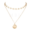Summer Beach Alloy Shell Shape Pendant Double Layer Choker Necklaces for Women NJEW-Z116-02G-4