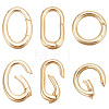 6 Pcs 3 Styles Rack Plating Brass Spring Gate Rings KK-BC0009-73-1