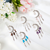 10Pcs 5 Styles Opalite & Synthetic Turquoise & Natural Amethyst & Tiger Eye & Rose Quartz Chip and Alloy Hollow Moon Big Pendants FIND-BM0001-84-7