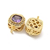 Brass Pave Cubic Zirconia Connector Charms KK-B096-05G-04-2