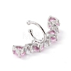 Heart Pink Cubic Zirconia Cuff Earring for on-Piercing EJEW-C002-13P-RS-3