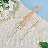 Wood Handle Brass Punch Embroidery Needle Pen & Easy Automatic Threader Set DIY-WH0453-88B-4