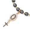 Religion Alloy Enamel Oval with Virgin Mary & Cross Charm Bracelets BJEW-JB13399-3